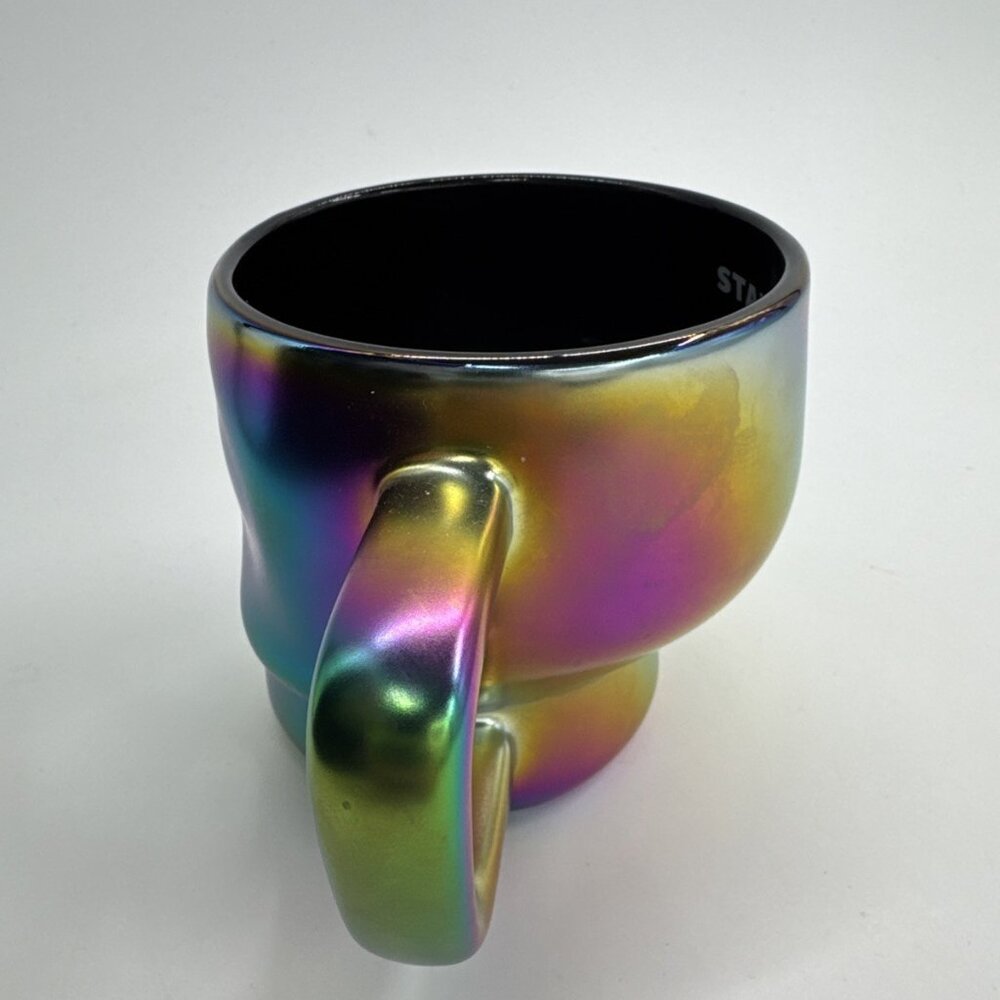 Starbucks Skull Mug Rainbow Oil Slick Iridescent Gothic Coffee 14 oz NOT USED - Picture 3 of 9